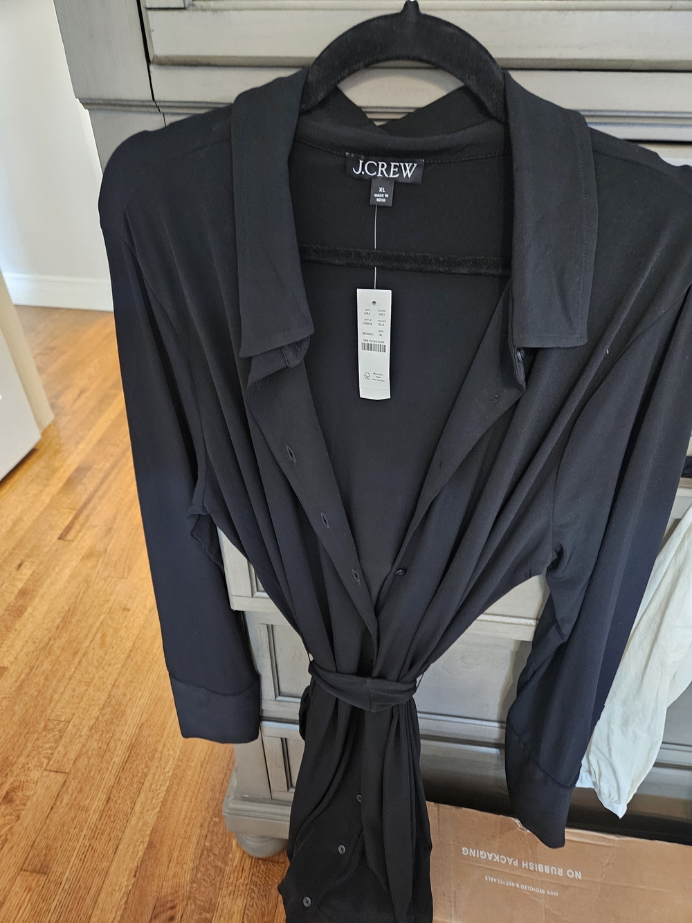 J.Crew Black Tie-Waist Shirt Dress